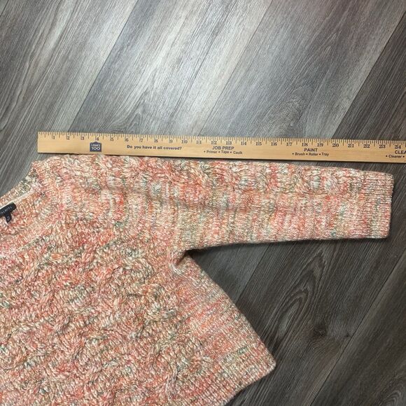 TALBOTS Sweater XL Pointelle Wool Blend Crewneck Cable Knit Marled Pullover - Picture 5 of 6